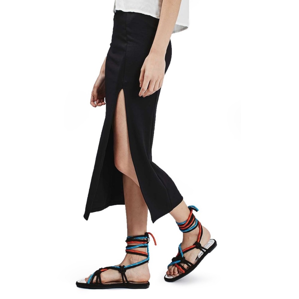 Topshop Thigh Split Midi Skirt
